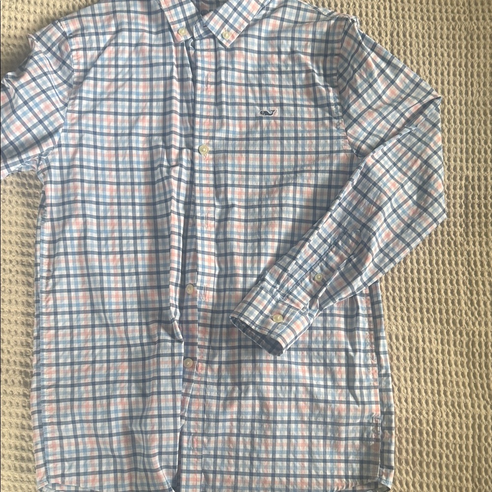 Vineyard Vines Light Blue & Pink Plaid Button-Down Shirt